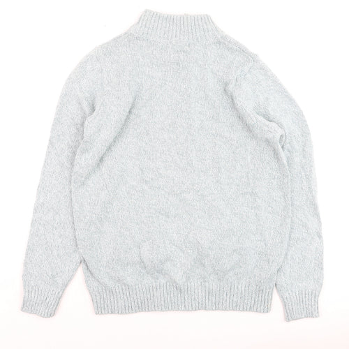 ISLE Essentials Men's Grey Cable-Knit Full Zip Jumper M