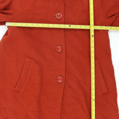 Sabena Women's Red Wool Cashmere Blend Mid-Length Overcoat Size 12