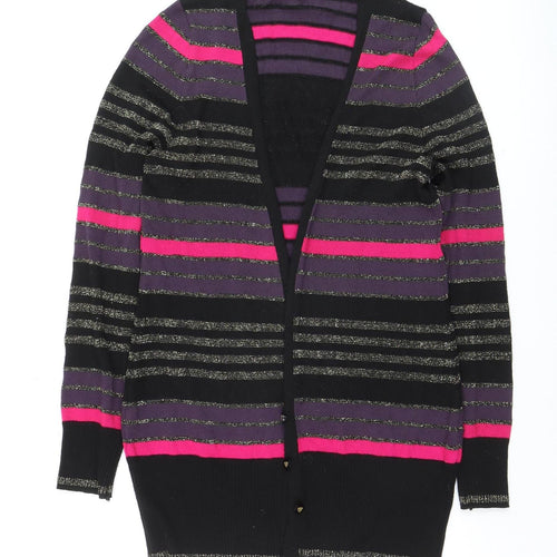 Miss Selfridge Women’s Multicoloured Striped V-Neck Cardigan Size 14