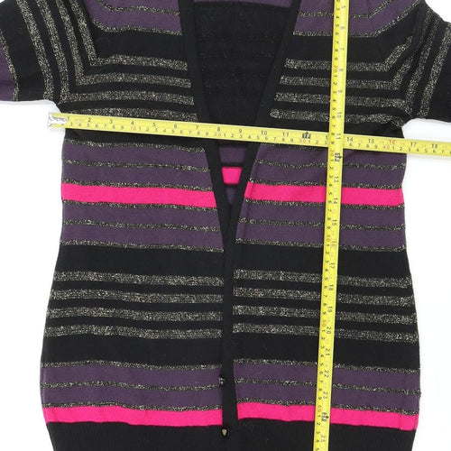 Miss Selfridge Women’s Multicoloured Striped V-Neck Cardigan Size 14