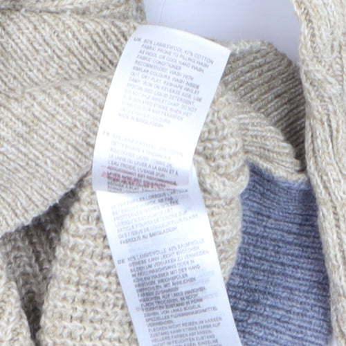 White Stuff Men's Beige Wool Cotton Jumper XL Crew Neck Knit