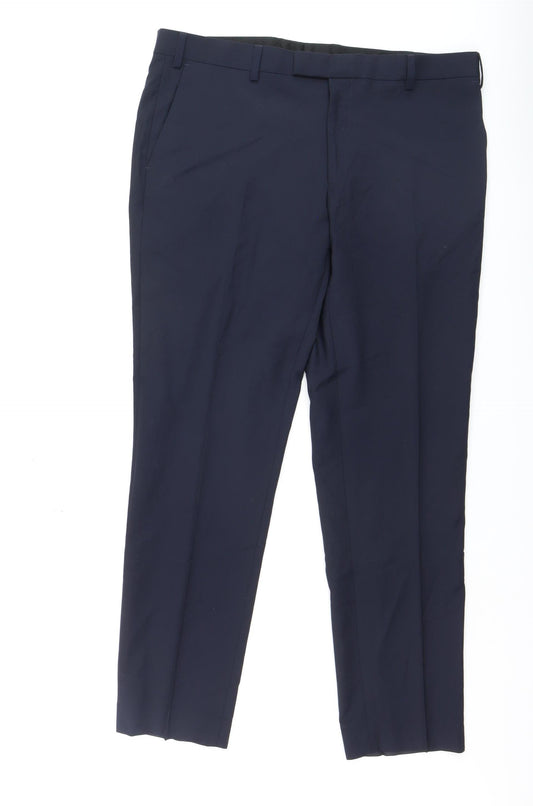 Marks and Spencer Autograph Men's Blue Slim Fit Dress Trousers 38W 31.5L