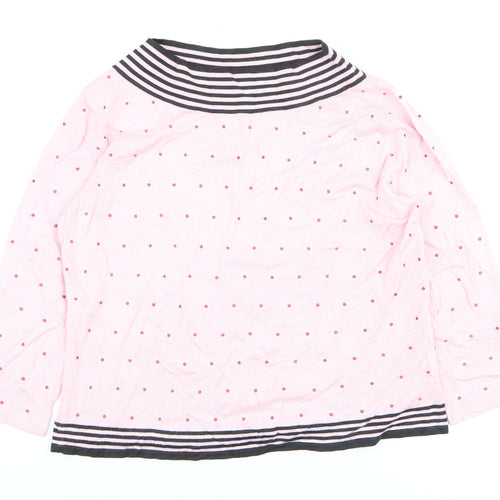 Alex & Co for Alexon Women's Pink Polka Dot 3/4 Sleeve Boat Neck Cotton Top Size 18