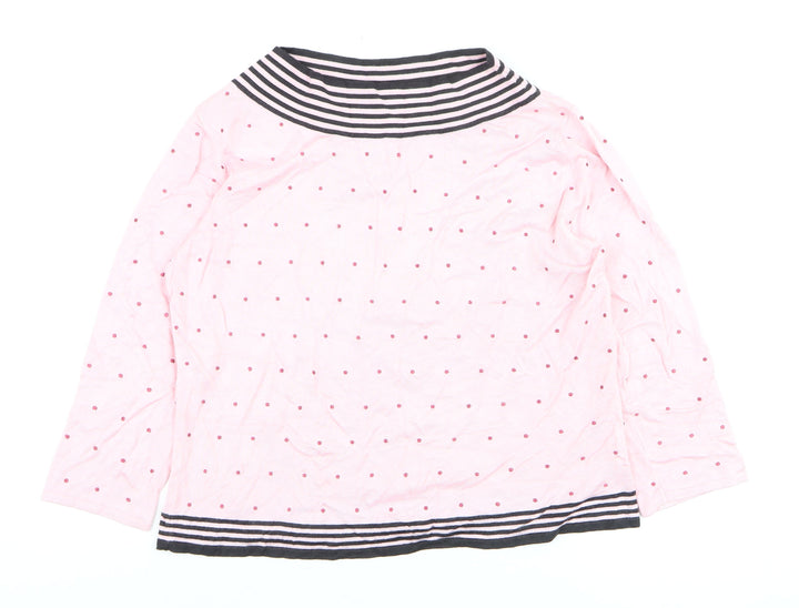 Alex & Co for Alexon Women's Pink Polka Dot 3/4 Sleeve Boat Neck Cotton Top Size 18