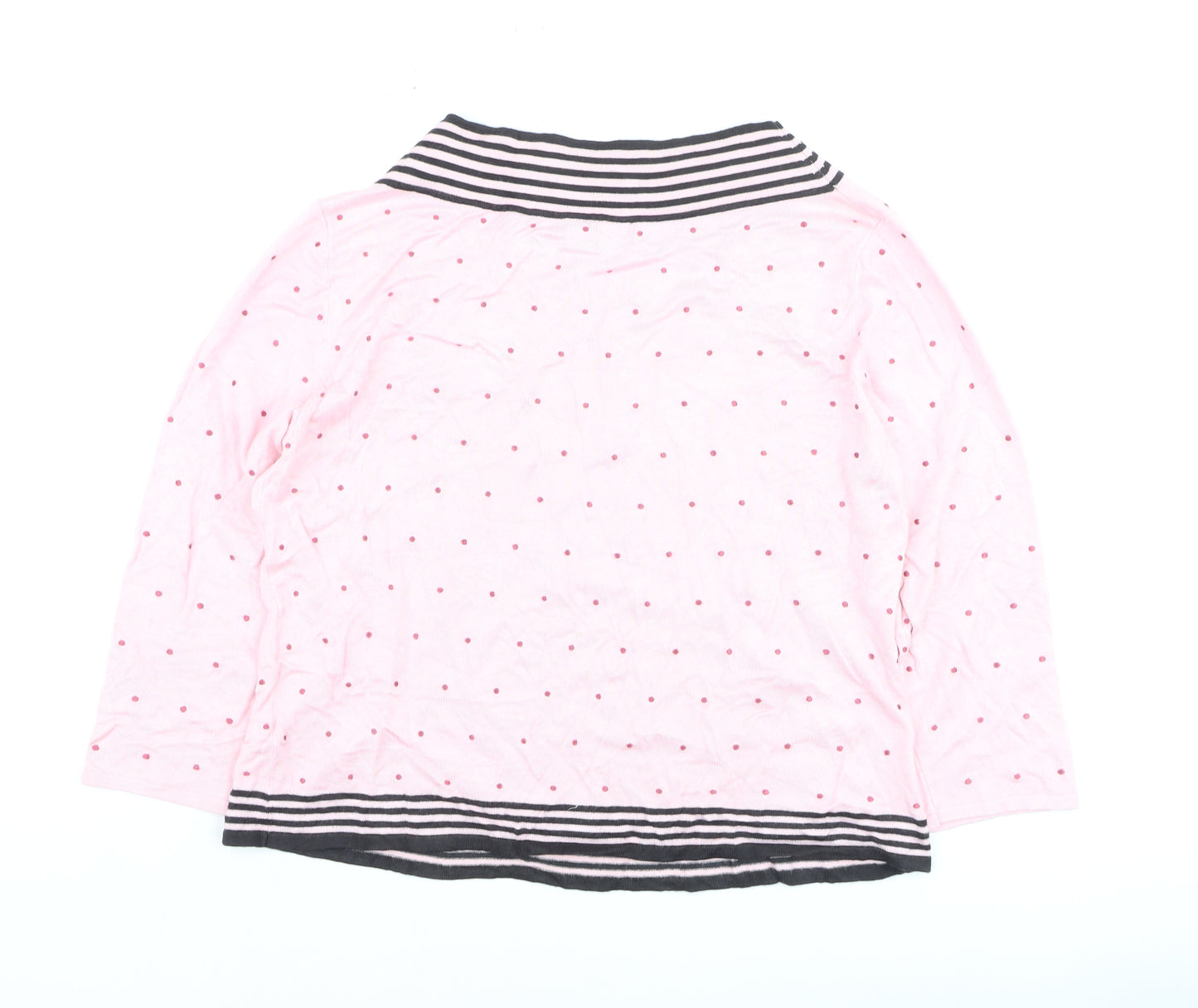 Alex & Co for Alexon Women's Pink Polka Dot 3/4 Sleeve Boat Neck Cotton Top Size 18