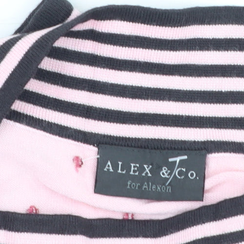 Alex & Co for Alexon Women's Pink Polka Dot 3/4 Sleeve Boat Neck Cotton Top Size 18