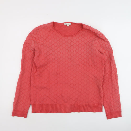 Reiss Women Pink Crew Neck Geometric Knit Jumper Size L
