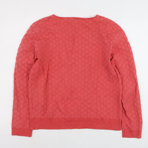 Reiss Women Pink Crew Neck Geometric Knit Jumper Size L