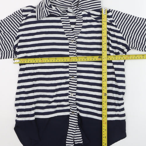 Tinta Women's Blue Striped Button-Up Collared Shirt Size 12