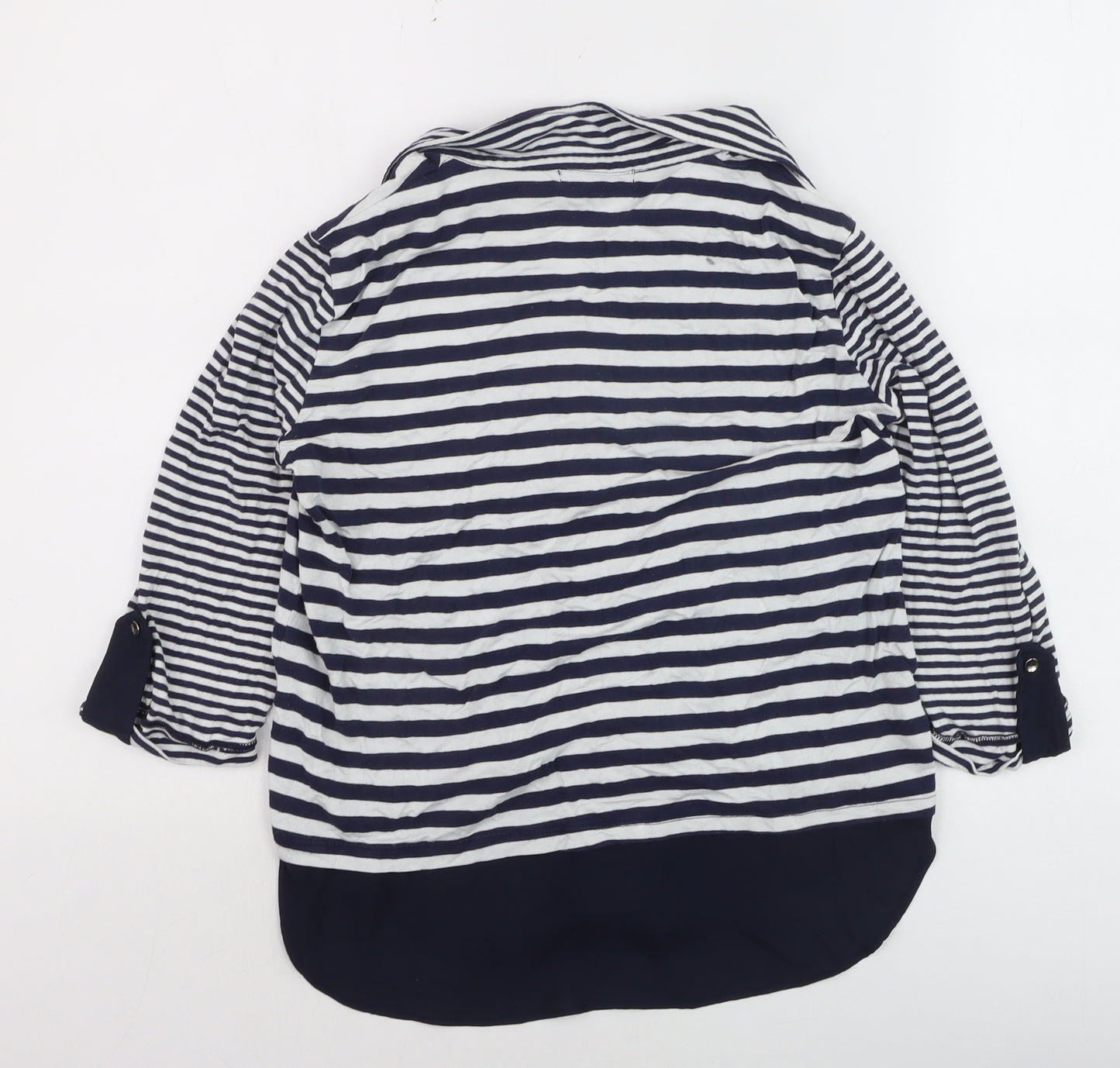 Tinta Women's Blue Striped Button-Up Collared Shirt Size 12