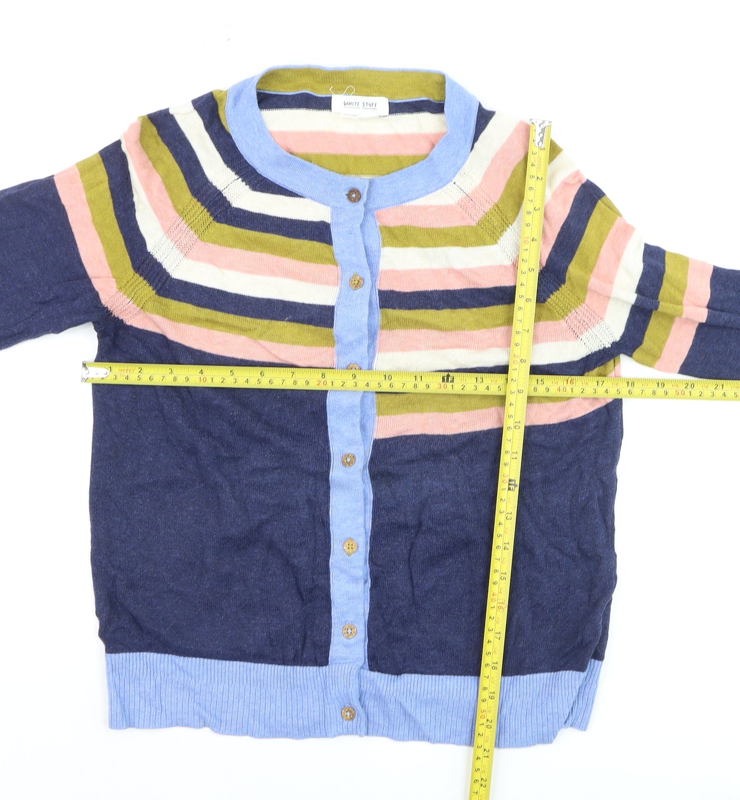 White Stuff Women's Multicolour Stripe Cotton Cardigan UK 10