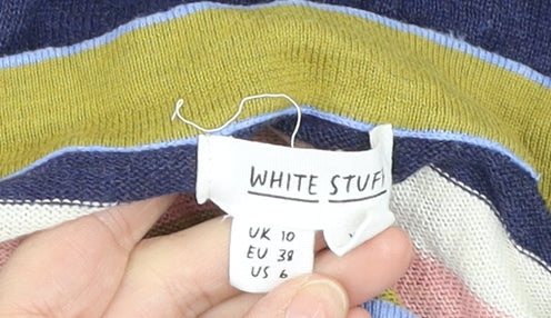 White Stuff Women's Multicolour Stripe Cotton Cardigan UK 10
