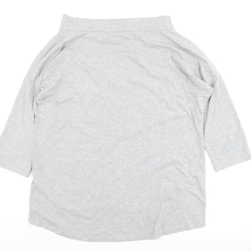 MEGI Women's Grey 3/4 Sleeve Boat Neck Jersey T-Shirt S
