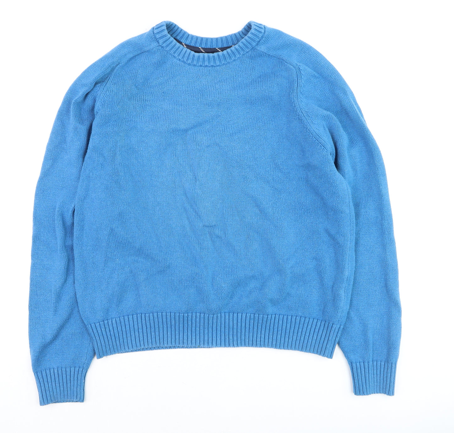 Lands' End Men's Blue Cotton Crew Neck Pullover Jumper Size L