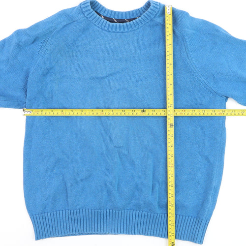 Lands' End Men's Blue Cotton Crew Neck Pullover Jumper Size L