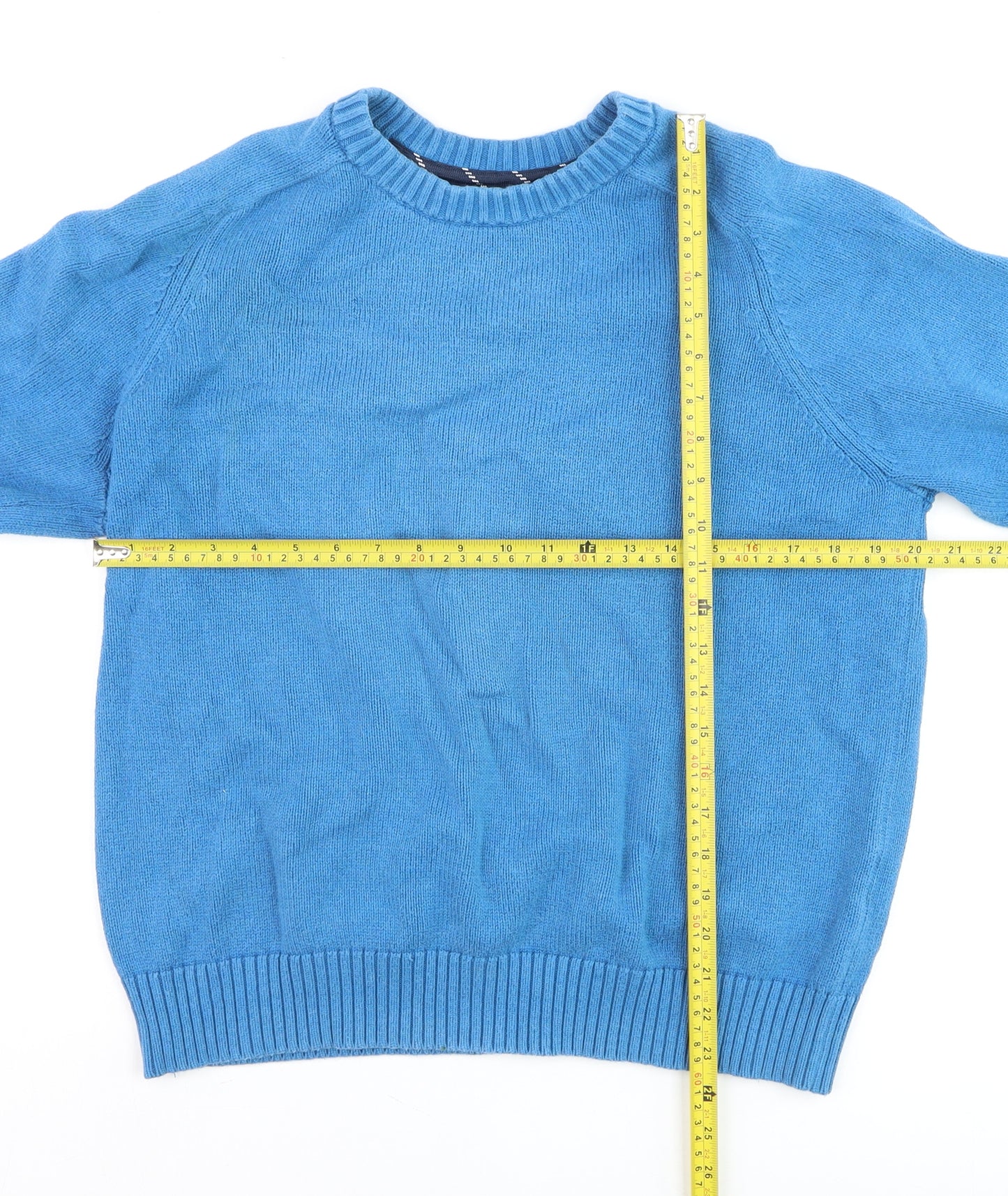 Lands' End Men's Blue Cotton Crew Neck Pullover Jumper Size L