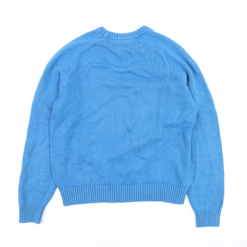 Lands' End Men's Blue Cotton Crew Neck Pullover Jumper Size L