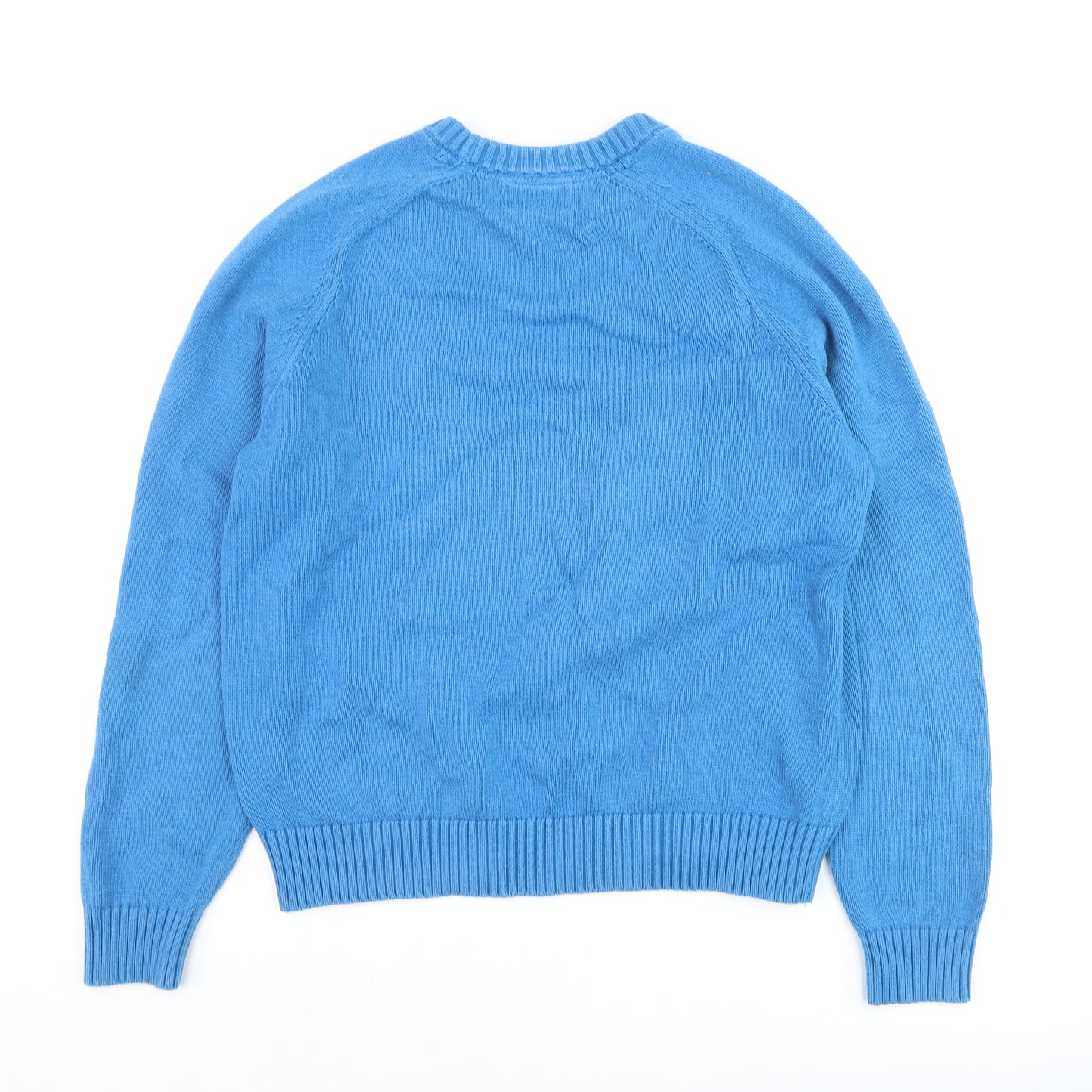 Lands' End Men's Blue Cotton Crew Neck Pullover Jumper Size L