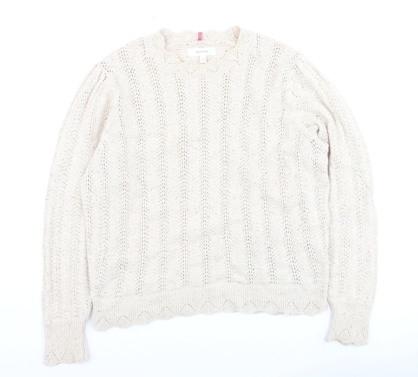Marks and Spencer Per Una Women Beige Knit Jumper Size 14 Pullover