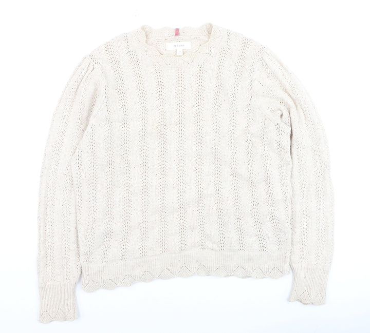 Marks and Spencer Per Una Women Beige Knit Jumper Size 14 Pullover
