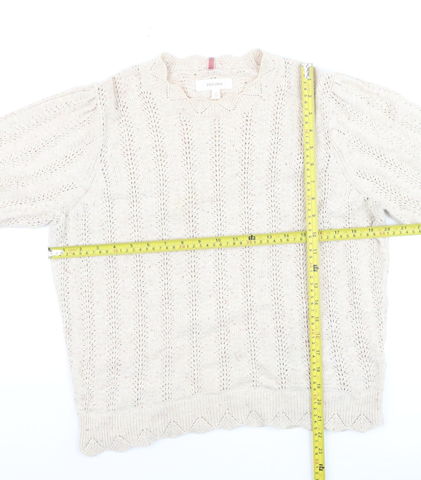 Marks and Spencer Per Una Women Beige Knit Jumper Size 14 Pullover