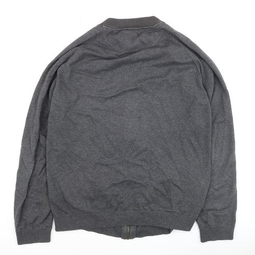 Jack & Jones Mens Grey Full Zip Cotton Jumper Size L