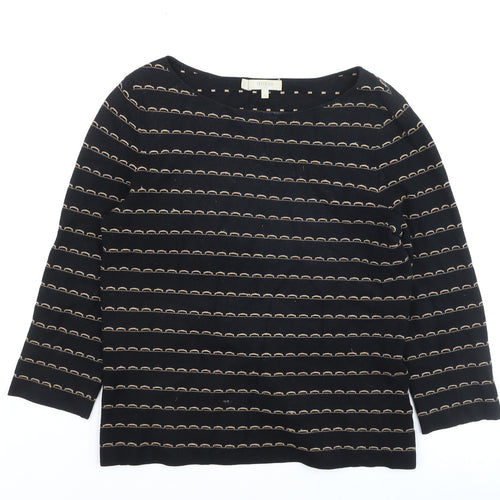 Hobbs Women’s Black Striped 3/4 Sleeve Knit Top Size S