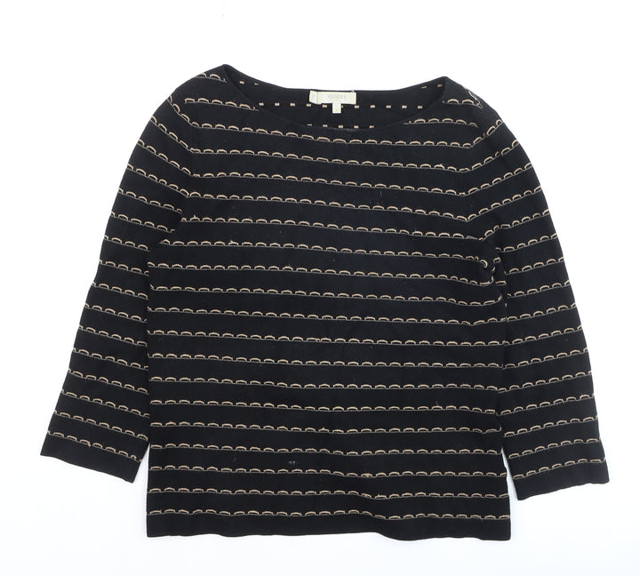 Hobbs Women’s Black Striped 3/4 Sleeve Knit Top Size S