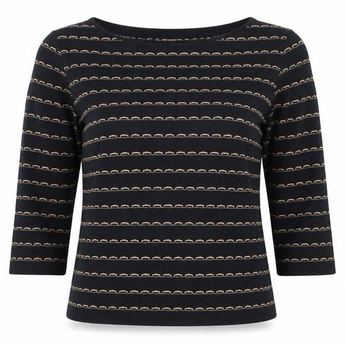 Hobbs Women’s Black Striped 3/4 Sleeve Knit Top Size S