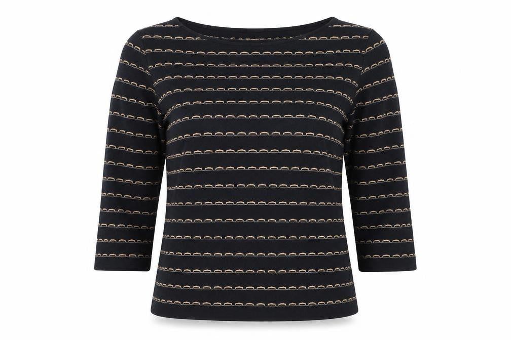 Hobbs Women’s Black Striped 3/4 Sleeve Knit Top Size S