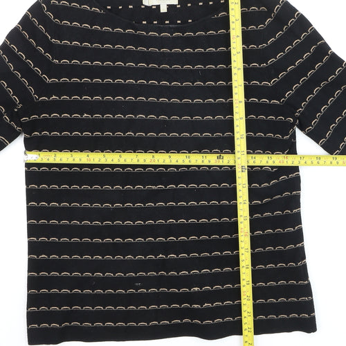 Hobbs Women’s Black Striped 3/4 Sleeve Knit Top Size S