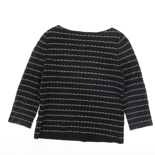 Hobbs Women’s Black Striped 3/4 Sleeve Knit Top Size S