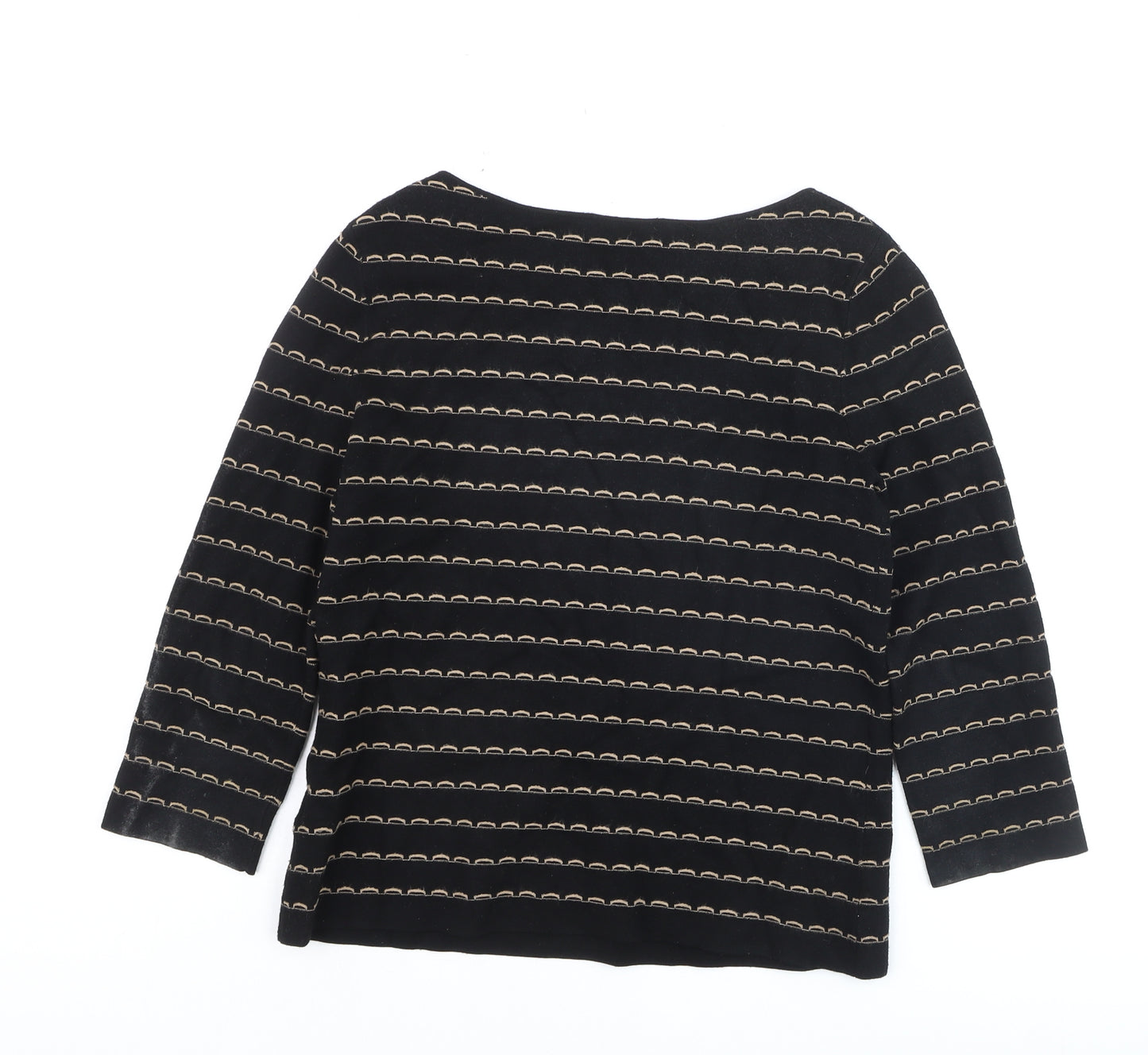 Hobbs Women’s Black Striped 3/4 Sleeve Knit Top Size S
