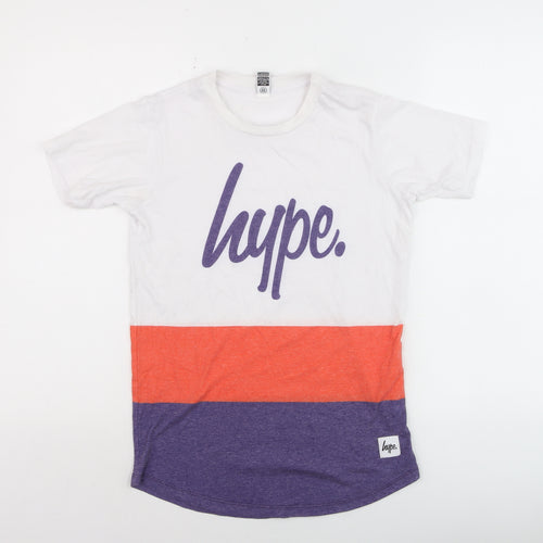 Hype Kids Girls White Orange Purple Colourblock T-Shirt 13 Years