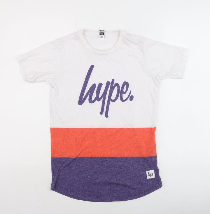 Hype Kids Girls White Orange Purple Colourblock T-Shirt 13 Years