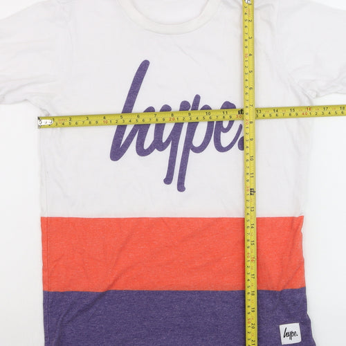 Hype Kids Girls White Orange Purple Colourblock T-Shirt 13 Years