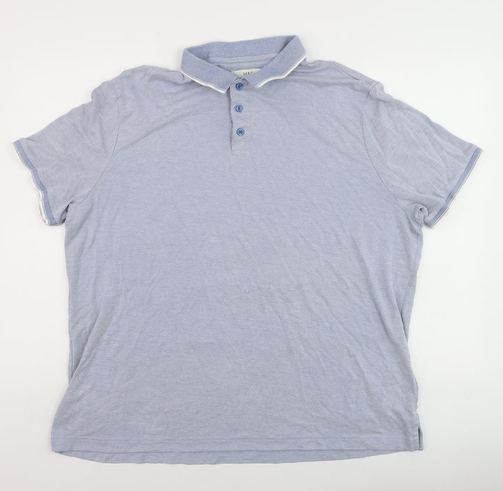 Marks and Spencer Men's Blue 2XL Short Sleeve Polo Shirt