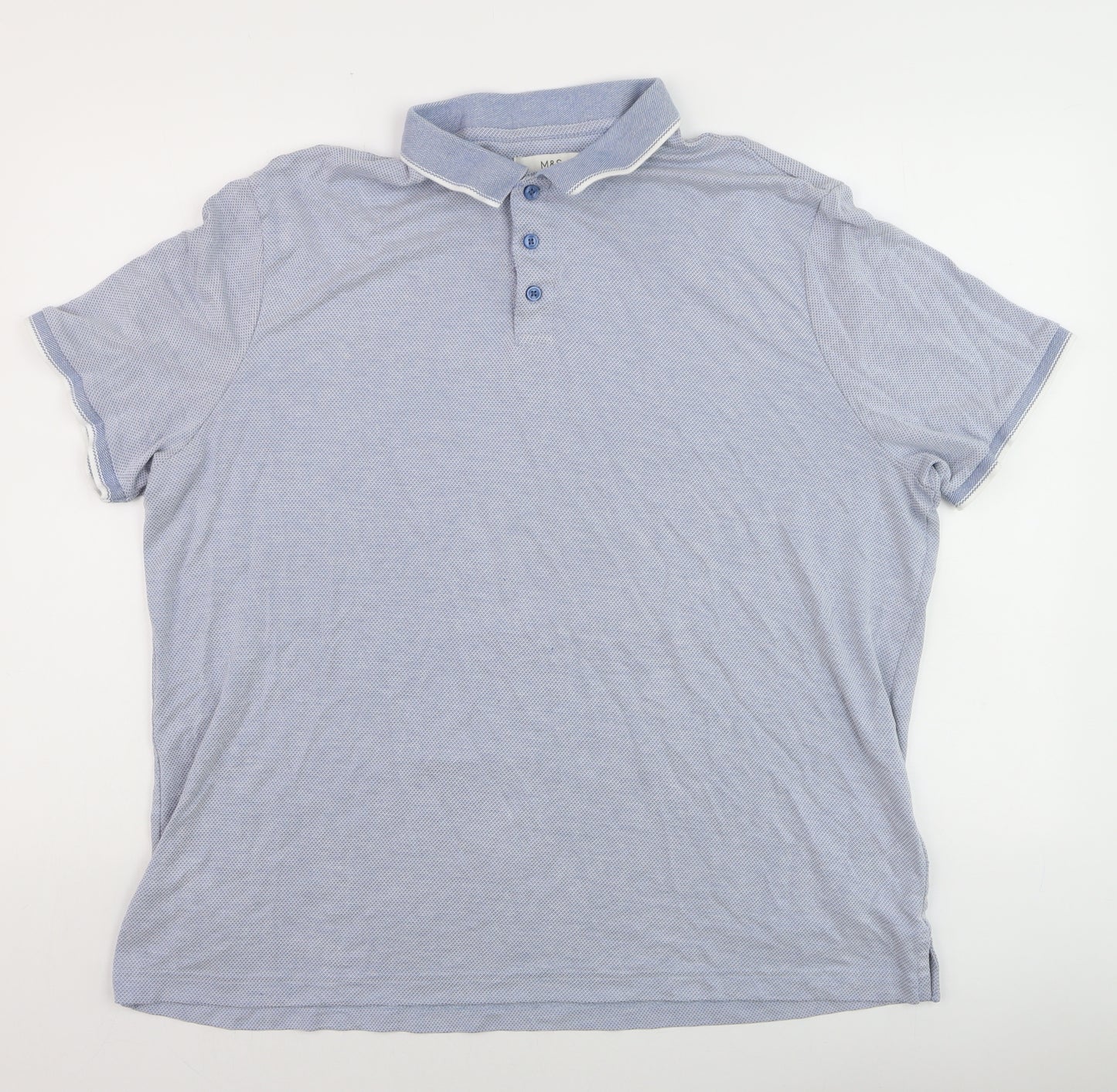 Marks and Spencer Men's Blue 2XL Short Sleeve Polo Shirt