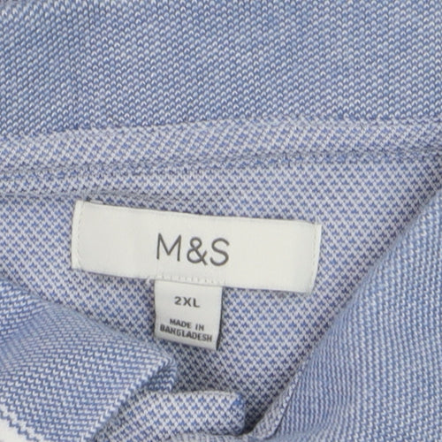 Marks and Spencer Men's Blue 2XL Short Sleeve Polo Shirt