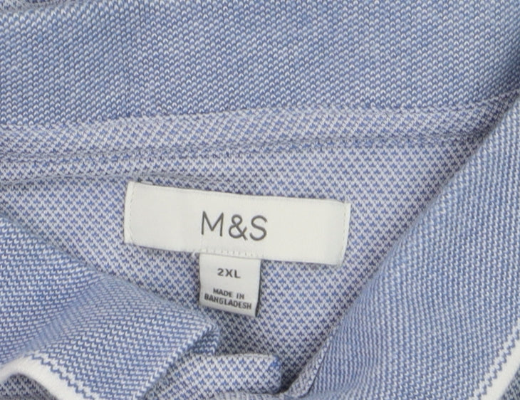 Marks and Spencer Men's Blue 2XL Short Sleeve Polo Shirt