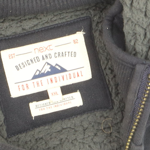 Next Men’s Blue Full Zip Hoodie 2XL Fleece Lined Sweatshirt