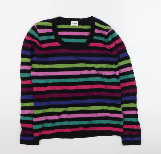 Viyella Women's Multicoloured Striped Wool Pullover Jumper M