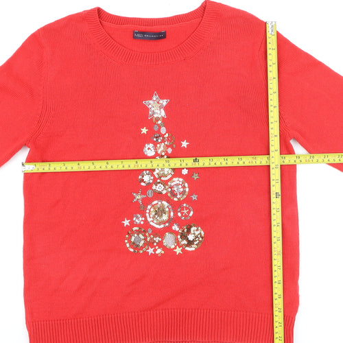 Marks and Spencer Womens Red Christmas Sequin Jumper Medium