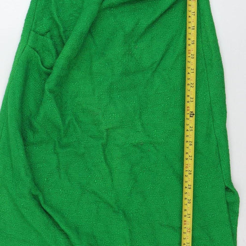 ZARA Women Green Sheath Midi Dress Size 8 Fringe Detail