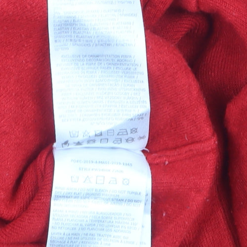 Guess Womens Red Crew Neck Logo Pullover Jumper Size S