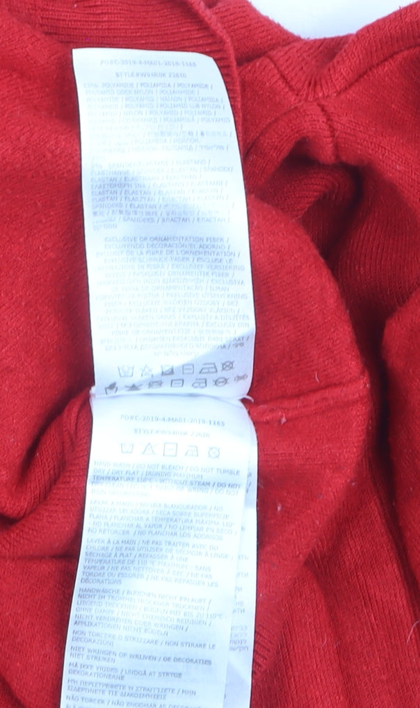 Guess Womens Red Crew Neck Logo Pullover Jumper Size S