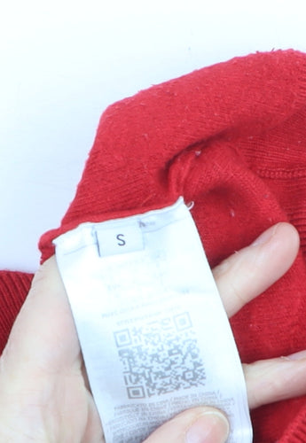 Guess Womens Red Crew Neck Logo Pullover Jumper Size S