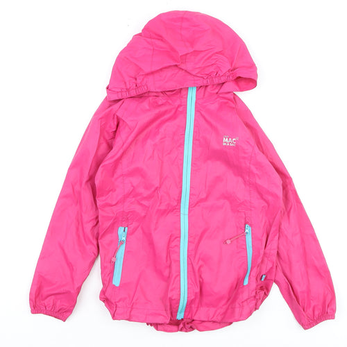 Mac In A Sac Girls Pink Waterproof Hooded Rain Coat Jacket 5-7 Years