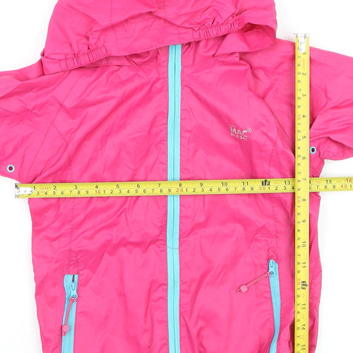Mac In A Sac Girls Pink Waterproof Hooded Rain Coat Jacket 5-7 Years