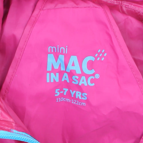 Mac In A Sac Girls Pink Waterproof Hooded Rain Coat Jacket 5-7 Years